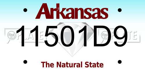 11501D9 Arkansas License Plate