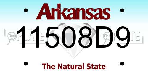 11508D9 Arkansas License Plate