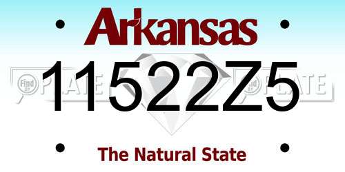 11522Z5 Arkansas License Plate