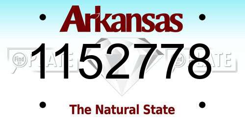 1152778 Arkansas License Plate
