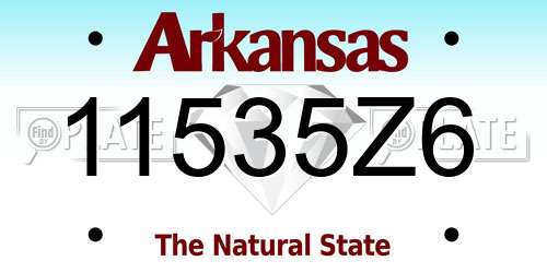 11535Z6 Arkansas License Plate