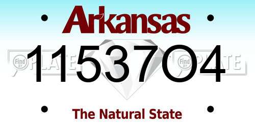 11537O4 Arkansas License Plate