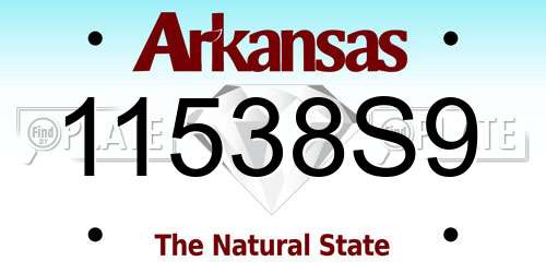 11538S9 Arkansas License Plate