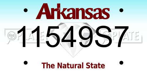 11549S7 Arkansas License Plate