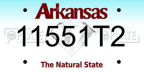 11551T2 Arkansas License Plate