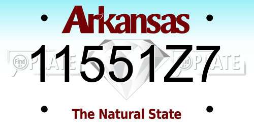11551Z7 Arkansas License Plate