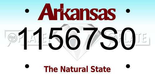 11567S0 Arkansas License Plate