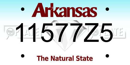 11577Z5 Arkansas License Plate