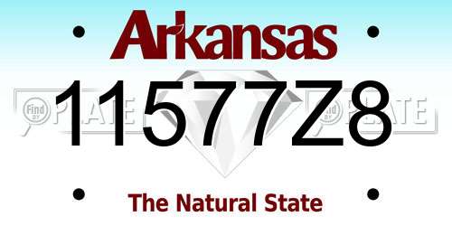 11577Z8 Arkansas License Plate
