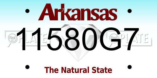 11580G7 Arkansas License Plate