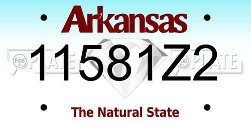 11581Z2 Arkansas License Plate
