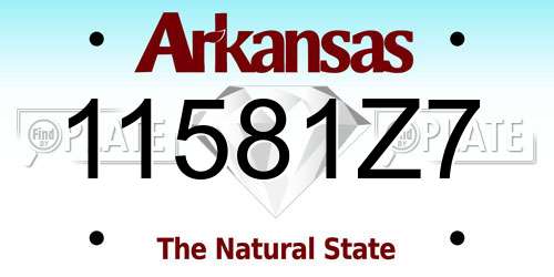 11581Z7 Arkansas License Plate
