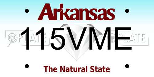 115VME Arkansas License Plate