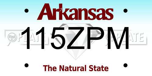 115ZPM Arkansas License Plate