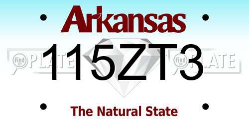 115ZT3 Arkansas License Plate