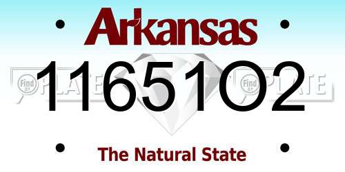 11651O2 Arkansas License Plate