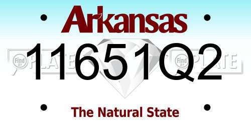 11651Q2 Arkansas License Plate