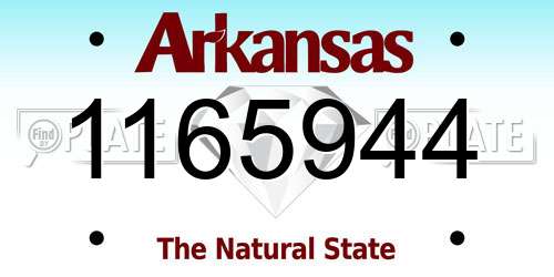 1165944 Arkansas License Plate