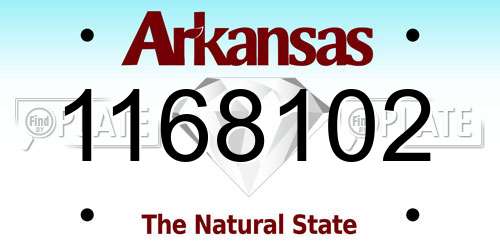1168102 Arkansas License Plate
