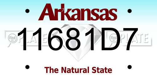 11681D7 Arkansas License Plate