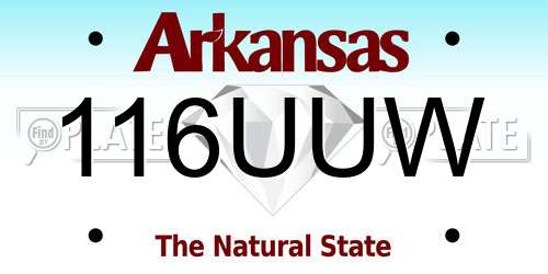 116UUW Arkansas License Plate