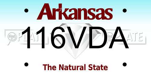 116VDA Arkansas License Plate