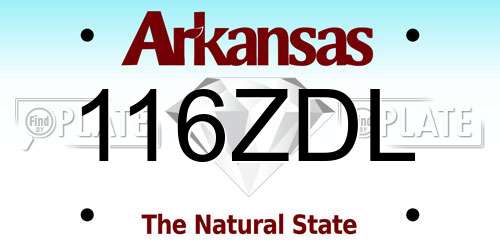 116ZDL Arkansas License Plate