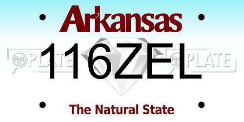 116ZEL Arkansas License Plate