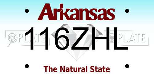 116ZHL Arkansas License Plate