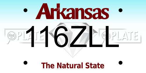 116ZLL Arkansas License Plate