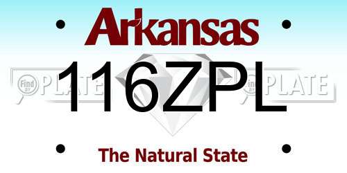116ZPL Arkansas License Plate