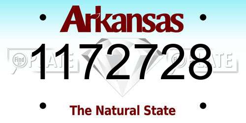 1172728 Arkansas License Plate