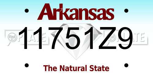 11751Z9 Arkansas License Plate