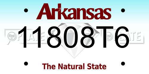 11808T6 Arkansas License Plate