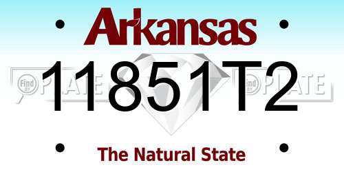 11851T2 Arkansas License Plate