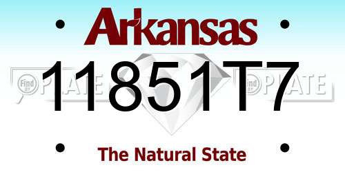 11851T7 Arkansas License Plate