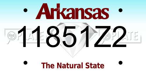 11851Z2 Arkansas License Plate