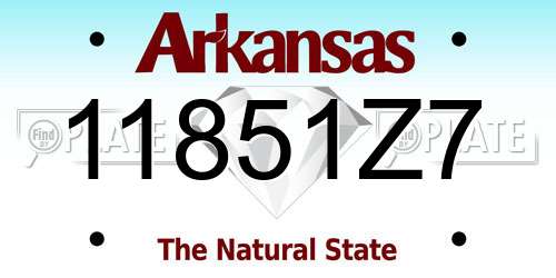 11851Z7 Arkansas License Plate