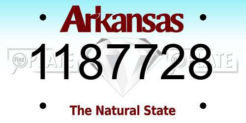 1187728 Arkansas License Plate