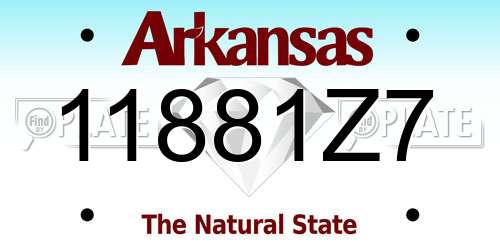 11881Z7 Arkansas License Plate