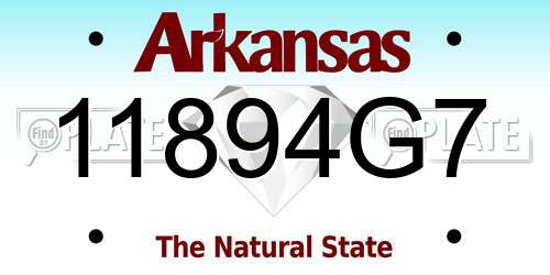 11894G7 Arkansas License Plate