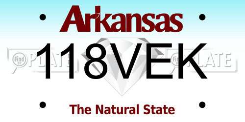 118VEK Arkansas License Plate