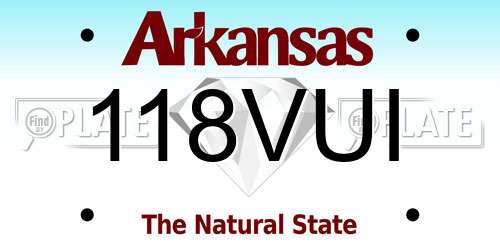 118VUI Arkansas License Plate