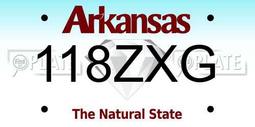 118ZXG Arkansas License Plate