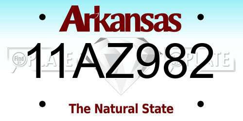 11AZ982 Arkansas License Plate