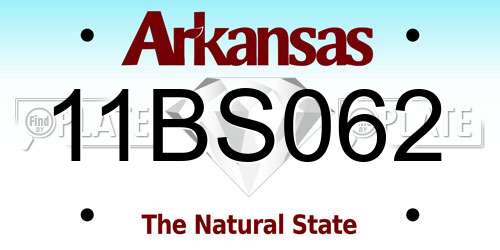 11BS062 Arkansas License Plate