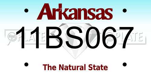 11BS067 Arkansas License Plate