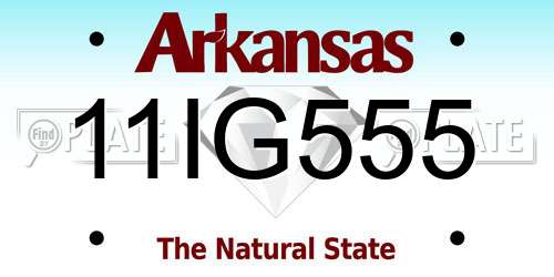 11IG555 Arkansas License Plate
