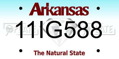 11IG588 Arkansas License Plate
