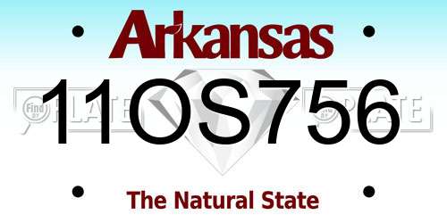 11OS756 Arkansas License Plate
